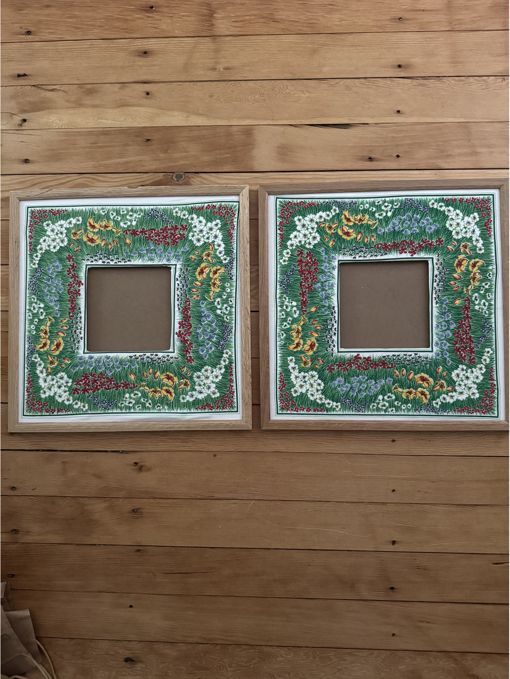 Pair of Handmaid Vintage Floral Square Picture Frames
